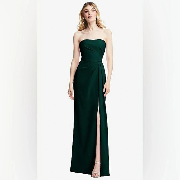 NWOT After Six Strapless Pleated Faux Wrap Trumpet Gown in Evergreen, size 2 - Picture 10 of 12